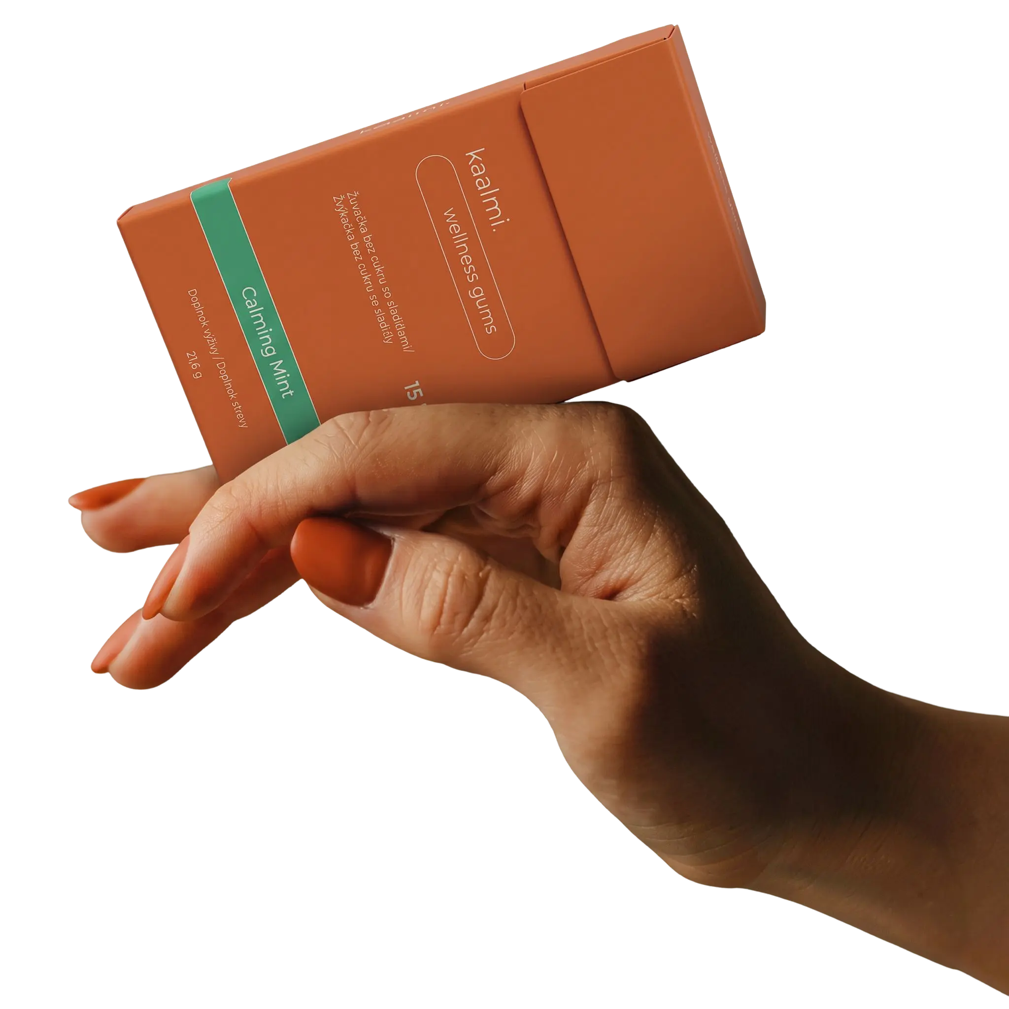 Ruka drží balenie kaalmi Calming Mint